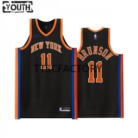 Maglia NBA New York Knicks Jalen Brunson 11 Nike 2022-23 City Edition Nero Swingman - Bambino